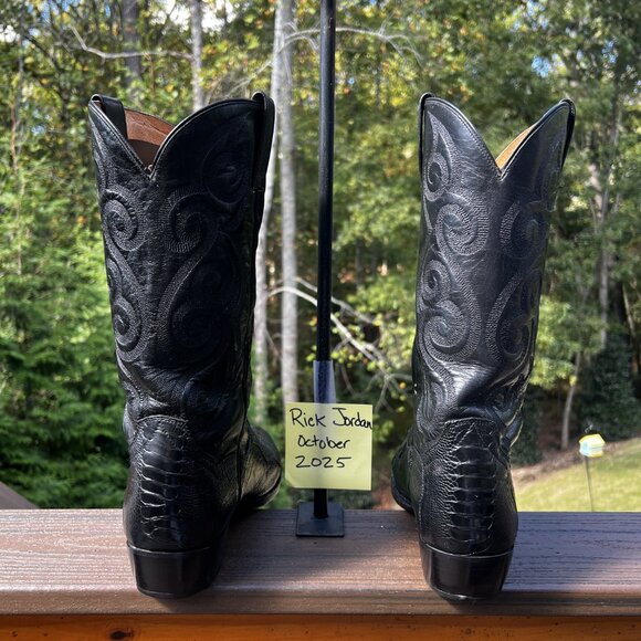Dan Post Black Ostrich Leg Cowboy Boots in Men's Size 10D - Picture 5 of 10